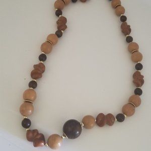 Vintage Polished Wooden Bead Necklace